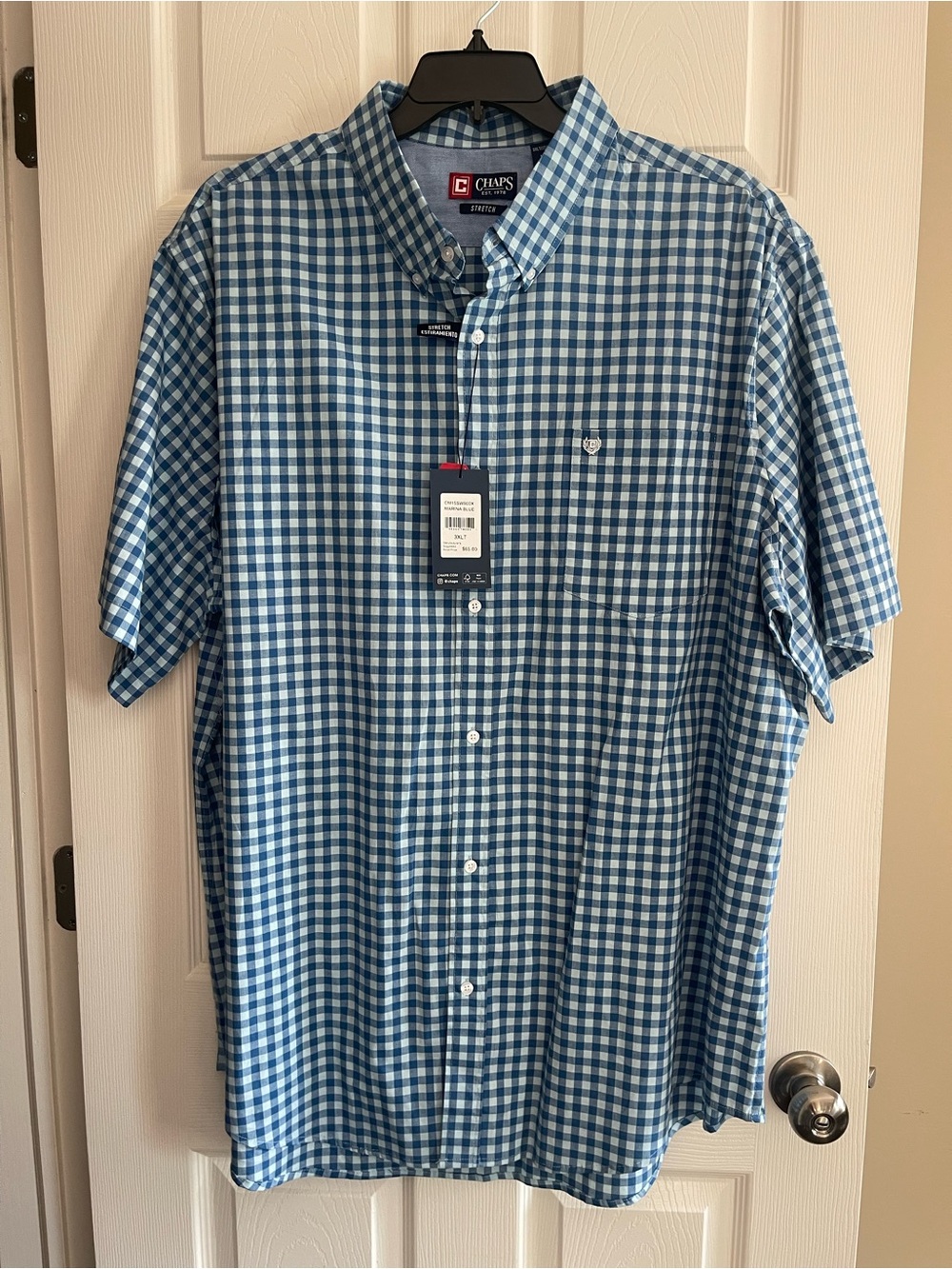 Chaps Men's Blue & light blue Gingham Short-Sleeve Button-Down Shirt